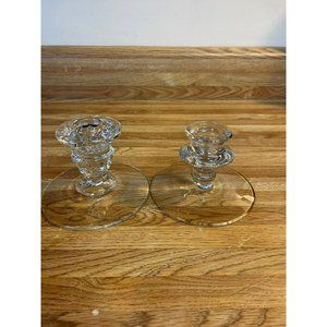 Glass candleholder pair